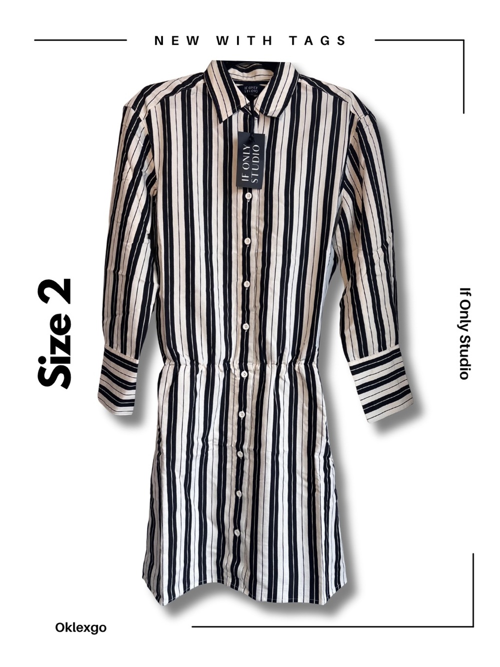 Saks Fifth Avenue Striped Sheath Mini-Shirtdress | Size 2 | NWT